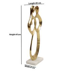 Abstract Gold Plated Aluminum Sculpture <b>Figure</b> Contemporary Art Decor Tabletop Display 41cm Height for Theme Living Room Decor - Product Image 3