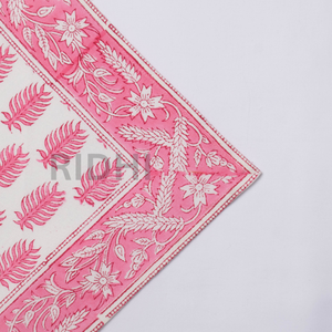 ผ้าเช็ดปากทำมือลายดอกไม้สีชมพู ผ้าฝ้ายนำกลับมาใช้ใหม่ได้ ผ้าปูโต๊ะ ผ้าเช็ดปากสำหรับงานเลี้ยงอาหารค่ำ เป็นมิตรกับสิ่งแวดล้อม พิมพ์ลายบล็อกอินเดียด้วยมือ เหมาะสำหรับงานปาร์ตี้และงานแต่งงาน - Product Image 6