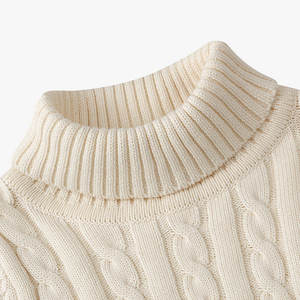 Pull tricoté à col montant pour garçons, manches longues, couleur unie, en coton torsadé, pour bébés - Vente en gros pour fabricants de pulls - Product Image 5