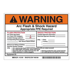 Étiquettes d'avertissement Brady Arc Flash PPE Catégorie 3, durables, imperméables, finition mate PET pour équipements électriques - Product Image 2