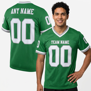 Camiseta de Fútbol Personalizada de Malla Verde con Cuello en V, Manga Corta, Uniforme de Equipo para Adultos, Transpirable, con Estampado Sublimado, Ropa Deportiva para Hombre - Product Image 6