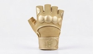 Golden Half Finger Breathable Workout Gloves Adjustable Wrist Strap for <b>Weight</b> <b>Lifting</b> All Seasons PU Material Comfortable Fit - Product Image 4