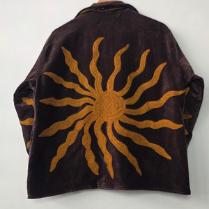 Morvi-Fab 2026 #62 Latest Women’s <b>Velvet</b> <b>Jacket</b> – Sunburst Embroidered Design with Contrast Collar - Product Image 4