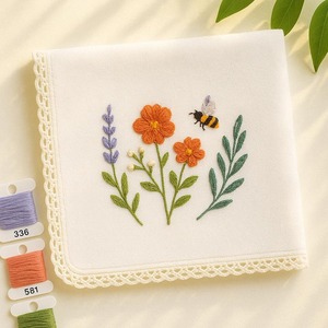 Serviette de table Nature4u à points festonnés, blanche, pour repas raffinés, brodée à la main, monogramme personnalisé, style japonais, couleur personnalisable, avion - Product Image 1