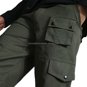 Men's Slim High Waist Cargo Pants with <b>Side</b> <b>Zip</b> Pocket Relaxed Fit Twill Joggers Casual <b>Side</b> Pockets - Product Image 3