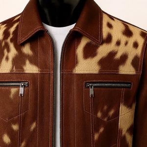 Hot Selling Custom New Fashion Premium hair on <b>Leather</b> <b>Jacket</b> Stand Front for Stylish Durable Outerwear Men Stylish Biker - Product Image 6