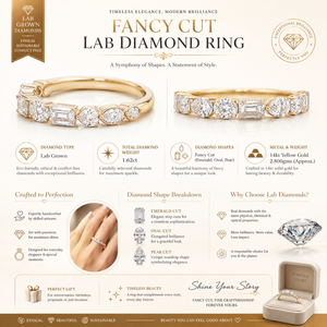 แหวนเพชรแล็บทรงแฟนซีทองคำขาว 14K |   แหวนแต่งงานเพชรเลี้ยงในห้องปฏิบัติการ 1.62 กะรัตสำหรับผู้หญิง |   คอลเลกชันเครื่องประดับหรูหรา - Product Image 5