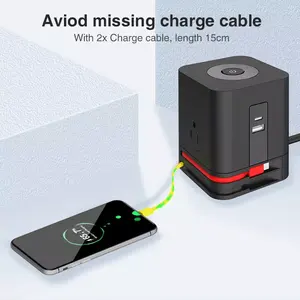 Nuevo diseño OEM Colors EE. UU. Estándar genérico Protector contra sobretensiones Extension Cube Power Strip con puerto USB tipo C y cable de carga