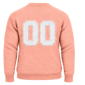 Custom Blush Pink Men Fuzzy Knit Sweater Crew Neck Long Sleeve Warm Casual Winter Pullover <b>Jumper</b> with Custom Raised Chest Logo - Product Image 2