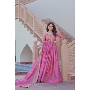 <b>Sequins</b> & Multi-Embroidered Evening Gown for Party Wear - Product Image 6
