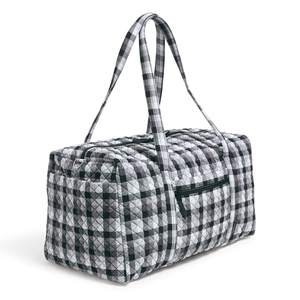 Plaid Quilted Duffle <b>Bag</b> with Front Pocket and Dual Handles - Product Image 4