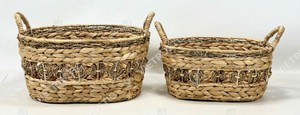 RINGLET BELT Nested Water Hyacinth <b>Basket</b> <b>Rectangular</b> <b>Storage</b> Caddy Set with Open Seagrass Ringlet Belt - Product Image 6