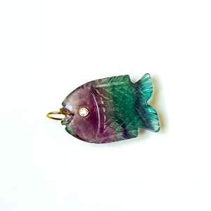 Pendentif Poisson en Fluorite Arc-en-ciel AAA, Collier en Argent 925 Fait Main avec Pierre Précieuse, Breloque en Cristal de Guérison Sculptée à la Main, Bijou de Luxe Tendance - Product Image 5