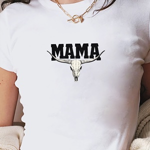 เสื้อยืดผู้หญิงแฟชั่นแบบ Y2K ลายหัวกระโหลกทรงยาว - Product Image 1