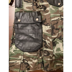 Kilt en toile à motif camouflage pour homme avec accents en cuir personnalisés, vente en gros 2026 - Product Image 6