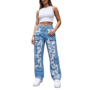Pantalones Vaqueros de Moda para Mujer, Diseño Moderno, Color Azul, Estilo Urbano, Corte Ajustado, Tipo Cargo, de Algodón, para Mujer, 2026 - Product Image 3