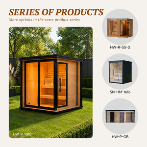 Sauna <span class=keywords><strong>di</strong></span> Lusso per Terrazza <span class=keywords><strong>Marina</strong></span>, in Pino Termotrattato, Tetto Piatto Panoramico in Vetro, Smart WiFi, Pronta per la Consegna DDP - Product Image 4