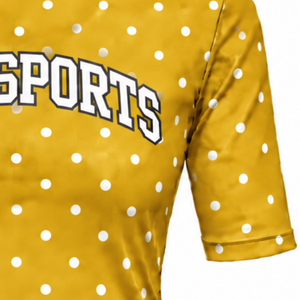 <b>Gold</b> Polka Dot Women Mock Neck Short Sleeve T <b>Shirt</b> Slim Fit Casual Printed Stretch Top Fashion Summer Clothing Wholesale Custom - Product Image 5