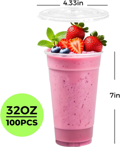 Vasos Desechables Biodegradables de Plástico con Tapas y Pajitas para Café Helado y Bebidas Frías, Libres de BPA, a Prueba de Fugas, para Llevar - Product Image 4