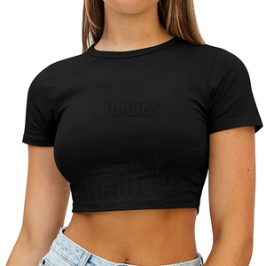 OEM Custom Blank Plain Highest Quality <b>Cropped</b> Graphic Logo Fitted Cotton Women's Crop <b>Top</b> T Shirts Ladies Crop <b>Tops</b> for Women - Product Image 1