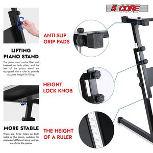 Supporto Regolabile per Pianoforte Elettrico in Metallo a Z, 21-33 Pollici, Capacità 330 Libbre, Pieghevole, per Strumenti Musicali - Product Image 4