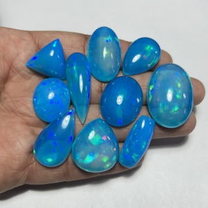 Genuine Ethiopian Opal Natural Gemstone Multi <b>Fire</b> Cabochon Pryba Blue Color Super Fine Quality Loose <b>Stone</b> Jewelry Making - Product Image 2