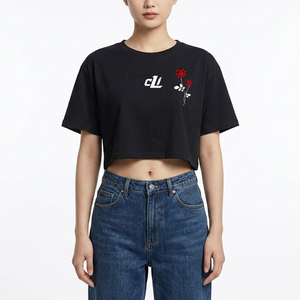 Camisetas Cortas Casuales con Estampado Gráfico para Mujer, Camiseta con Logotipo Personalizado, Impresión DTG de Alta Calidad, Estilo Vintage, Ropa Urbana de Verano, Corte Cuadrado - Product Image 5