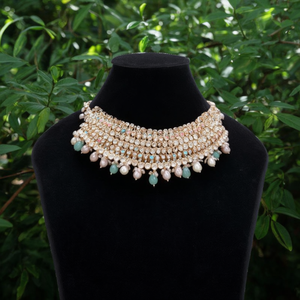 Conjunto de Collar Choker de Diseño 10575612BLP con Cuentas de Perlas y Piedras Austriacas Brillantes, Joyería Fina - Product Image 3