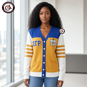 Sigma Gamma Rho Sorority Embroidered Anti-Wrinkle Simple Vintage V-neck Full Sleeve <b>Acrylic</b> Women's Winter Cardigan | - Product Image 4