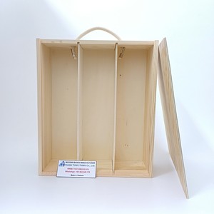Organizador de pañuelos de madera nórdico con tapa y asa portátil, estuche de almacenamiento dividido en 3 compartimentos, hecho en Vietnam - Product Image 5