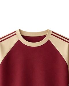 <b>Red</b> Beige Raglan Sleeve T Shirt <b>Men</b> Casual Summer Crew Neck Striped Shoulder Breathable Cotton Blend Soft Comfortable Wear - Product Image 5