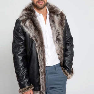 Chaqueta de Invierno para Hombre, de Cuero y Lona, Cuello Alto, Diseño Personalizado, Impermeable, Ecológica, Máxima Comodidad - Product Image 2