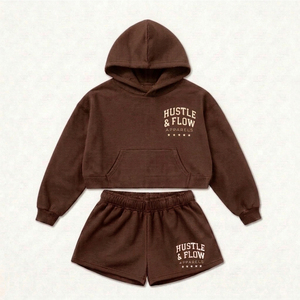Women's Fashionable Solid Hoodie and Above Knee Shorts <b>Twin</b> <b>Set</b> Breathable Quick-Dry Casual Wear Women Hoodie and Shorts <b>Set</b> - Product Image 1
