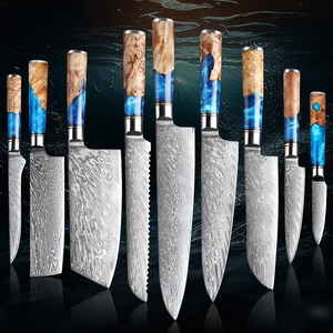 Premium Damascus Steel Chef Knife Set with Leather Cover Complete <b>Kitchen</b> Knife Collection for Cooking Tasks and Culinary Use - Product Image 4