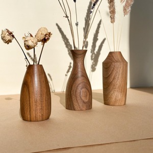 Eco Friendly Wooden Flower <b>Vase</b> Rustic Natural Wood <b>Vase</b> for Living Room Modern Handmade Solid Wood Art Deco Design - Product Image 1