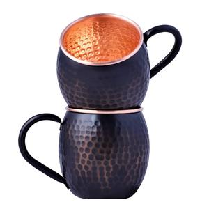 Hammered Design Pure Copper <b>Mug</b> In <b>Black</b> Powder Coated Finishing Set Of Two Home Hotel Restaurant Usage At inexpensive Price - Product Image 1