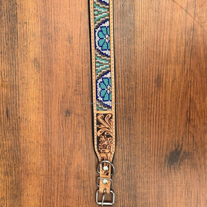 Collier de chien perlé résistant exclusif et durable usiné à la main en cuir véritable boucle en métal réglable rembourré accessoires de collier pour animaux de compagnie - Product Image 4