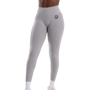 Leggings Deportivos de Cintura Alta Color Gris Claro para Mujer, Compresión Sin Costuras, para Gimnasio, Fitness, Yoga, Entrenamiento, Running, Resistentes a Sentadillas, Elásticos - Product Image 1