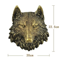 Estatua de Cabeza de Animal Montada en la Pared, Figura Decorativa de Metal 3D de Aluminio, Adorno Artístico Extravagante de Lobo para Sala de Estar