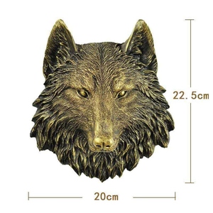 รูปปั้นหัวสัตว์ติดผนังอะลูมิเนียม 3 มิติ ของตกแต่งบ้าน ห้องนั่งเล่น รูปปั้นหมาป่า งานศิลปะสุดหรูหรา แพ็คเกจหลายชิ้น - Product Image 2