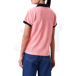 เสื้อโปโลสีชมพูผู้หญิงมาใหม่ กำลังฮิต แขนสั้น สีพื้น ผ้าคอตตอนปิเก้ สวมใส่สบายๆ - Product Image 2