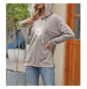 Service OEM – Sweat à capuche personnalisable pour femme, 100 % coton, manches longues, col tombant, imprimé, confortable, hiver - Product Image 4