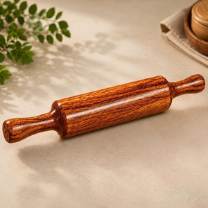 Wooden <b>Rolling</b> <b>Pin</b> Belan for Roti and Chapati Making Traditional Roller Handmade Kitchen Tool for Pizza Dough Baking and Home - Product Image 4