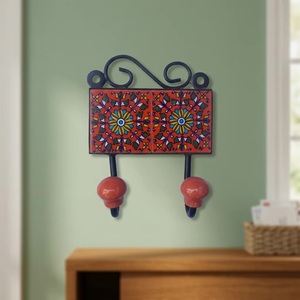 Ganchos de Pared de Cerámica Hechos a Mano con Diseño de Flores en Azulejo, Estilo Retro, 2 Ganchos para Almacenamiento de Ropa, Arte con Cuentas, CIH 165 - Product Image 6