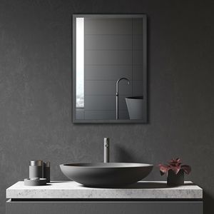 Armadietto da Parete Compatto Nero a Singola Anta per Bagno con Specchio e Ripiani - Product Image 2