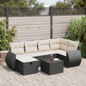 Conjunto de Sofás de Jardín Grandes Resistentes al Agua, Materiales de Ratán PE Negro - Product Image 1
