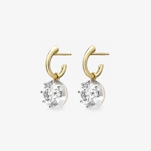 Lab Grown Diamond 2 Cut Dangle <b>Drop</b> Solitaire Hoop Earrings Georgian Prong Set Custom 14K 18K Gold Wedding 4 Carat Wholesale - Product Image 1