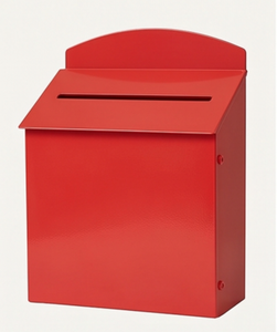 Boîte aux lettres murale en métal rouge de qualité supérieure, galvanisée, avec finition thermolaquée, étanche, accès par le dessus, pour courrier, documents et journaux - Product Image 1