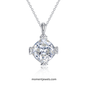 Collier pendentif en argent sterling 925 avec diamant à haute teneur en carbone pour femmes, plaqué platine, goutte d'eau, collier géométrique, 5g - Product Image 1