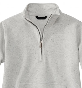Light <b>Grey</b> Heather Quarter Zip <b>Sweatshirt</b> Classic Fleece Pullover Front Pocket Custom Streetwear Athletic Top Neutral Color - Product Image 4